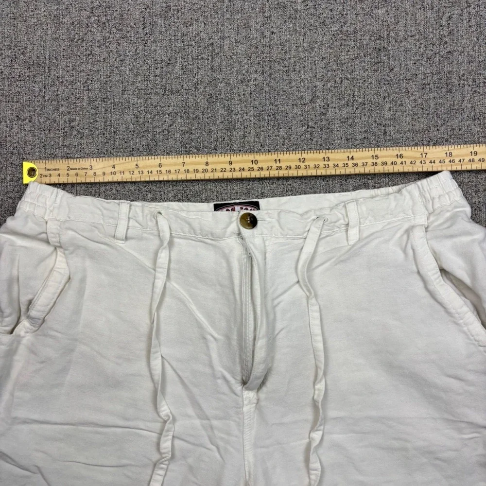 Ron Jon Surf Shop Mens Linen Blend Shorts White 38 Drawstring Cargo